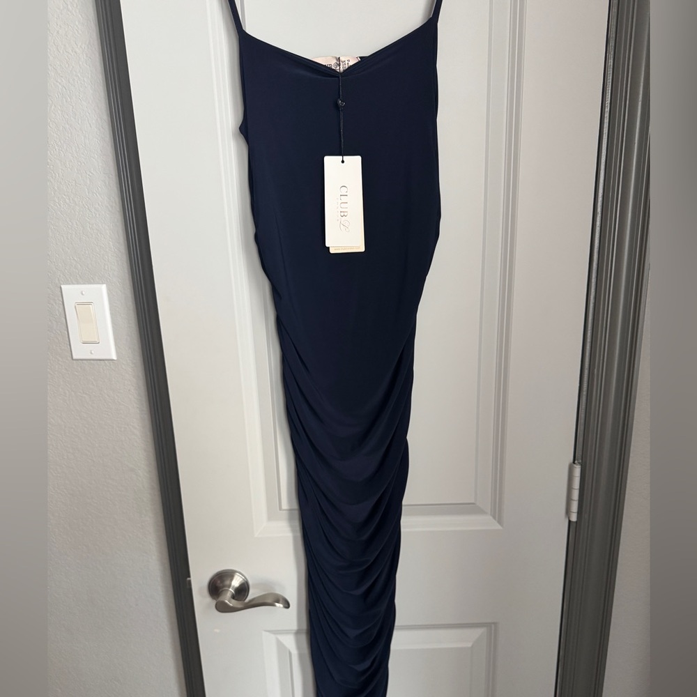 NWT Club L London Navy Rouched Dress
